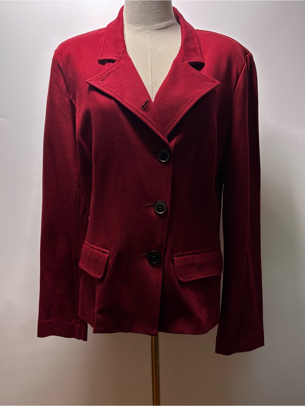 CAbi Deep Red Blazer Button Front Jacket Size 10